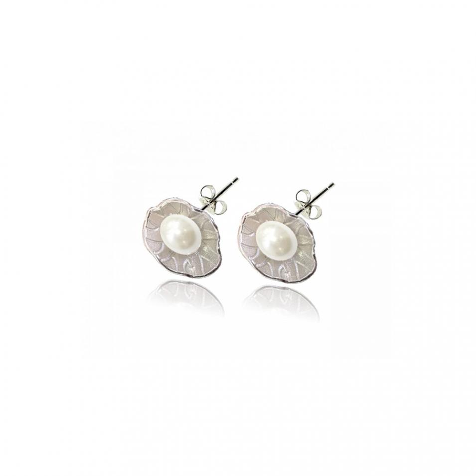 【FALAIYA x LA BELLE VIE】Lotus shaped white natural pearl earrings_EF2174pew