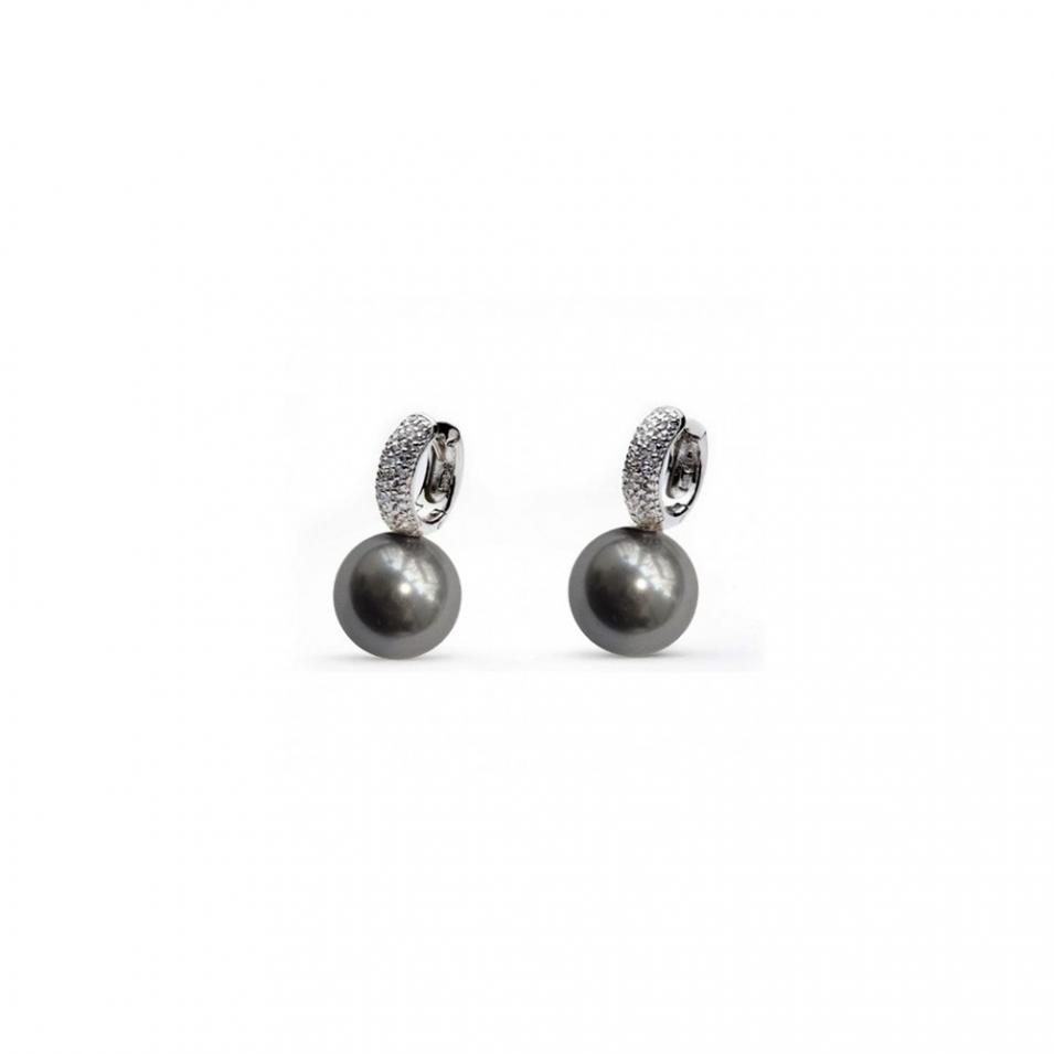 【FALAIYA x LA BELLE VIE】Synthetic round pearl with oxyde zirconium setted earrings_JE0100